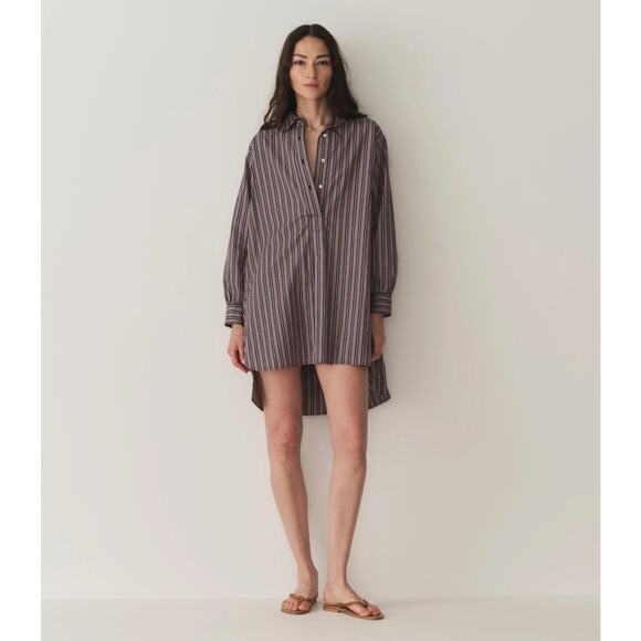 New Doen Jora Shirt Dress in navy San Marino stripe sz S - Picture 1 of 10